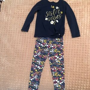 Two piece floral and navy toddler set. 3t